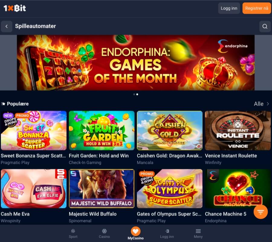 Mobilcasino hos 1xBit
