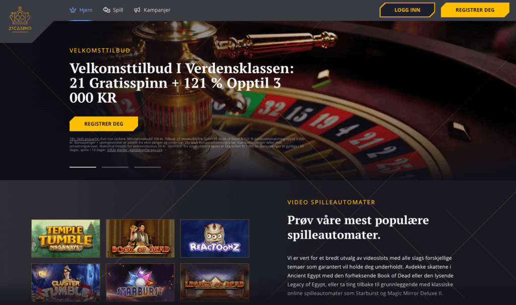 Forsiden til 21 Casino