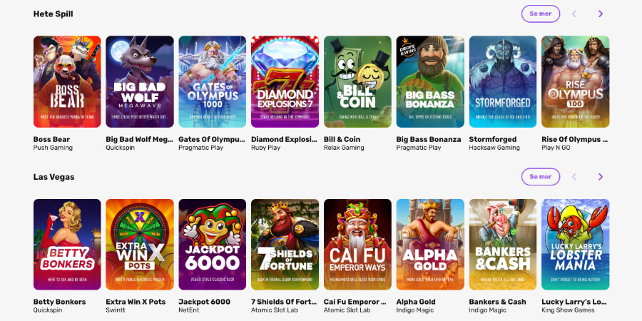 21.com har et godt utvalg av spilleautomater og andre casinospill