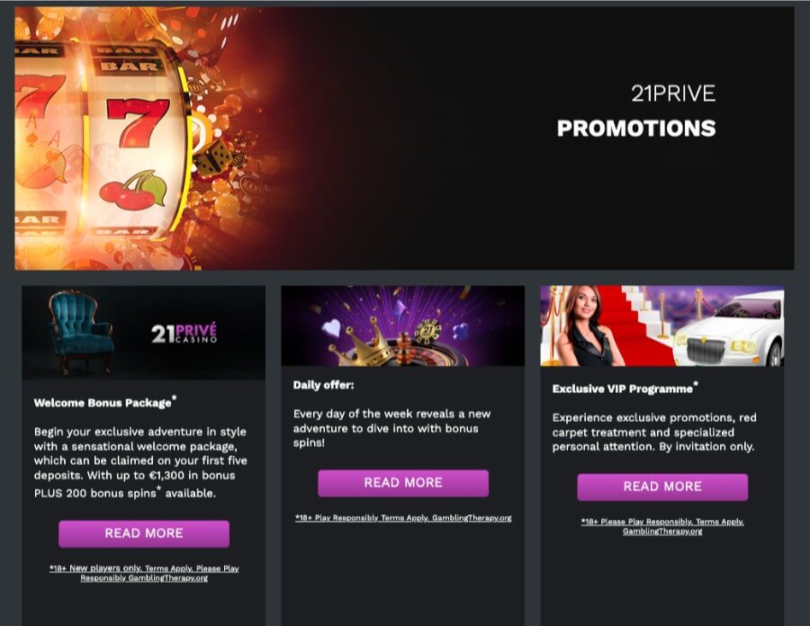 Kampanjesiden til 21Prive Casino