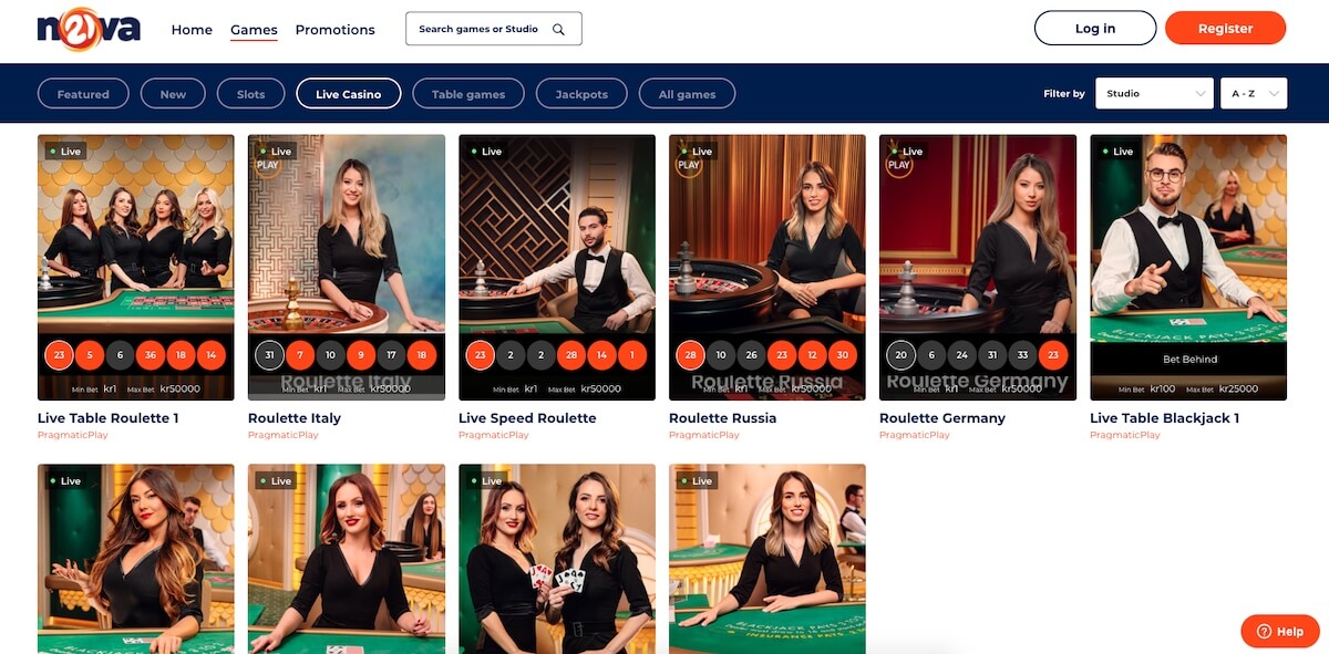 Live Casino hos 21Nova 21Nova - Live Casino