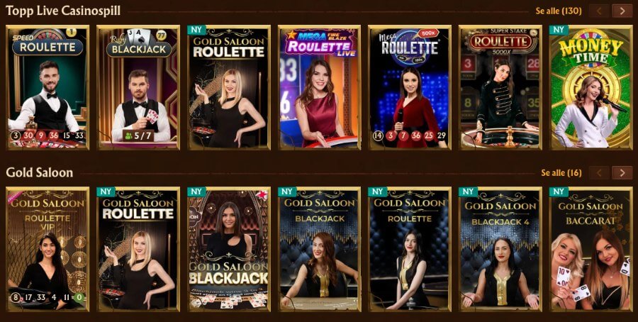 AmunRa har et live casino med klassiske bordspill og live game show-spill