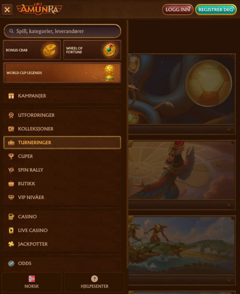 AmunRa har et mobilcasino via nettleseren