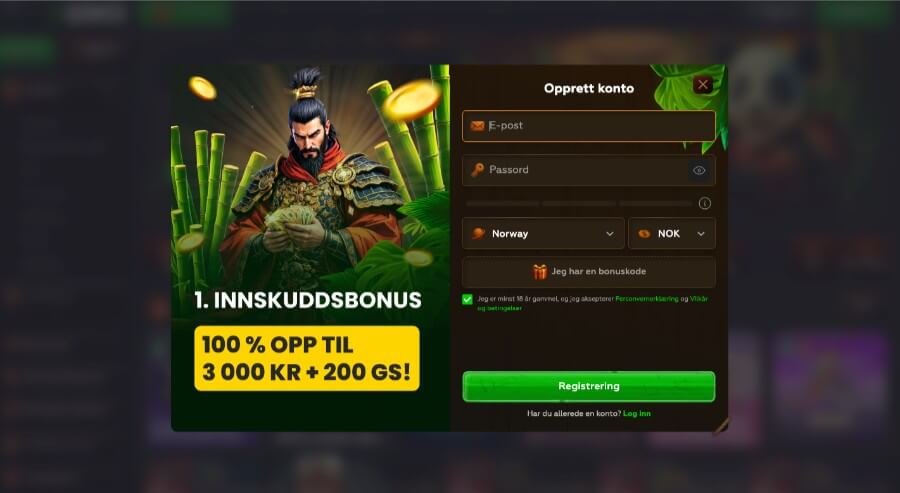 Registrering hos kryptocasinoet Asino