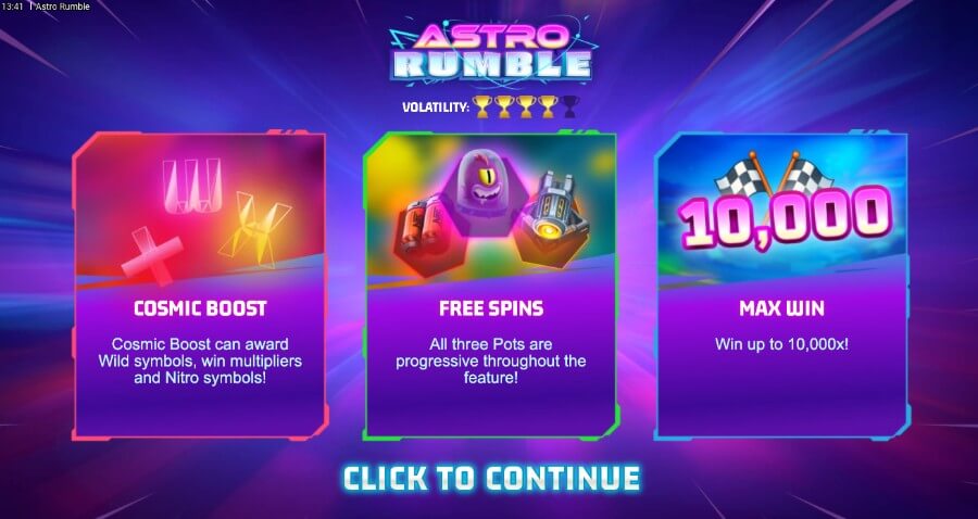 Spilleautomaten Astro Rumble fra Bullshark Games introbilde