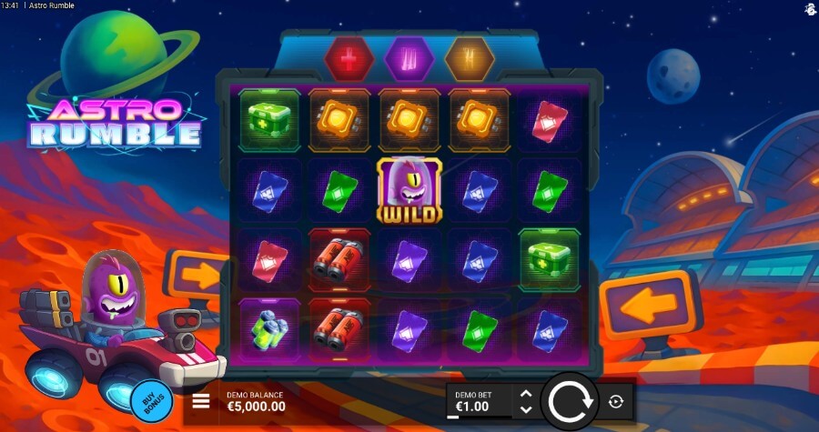 Hovedspillet på spilleautomaten Astro Rumble