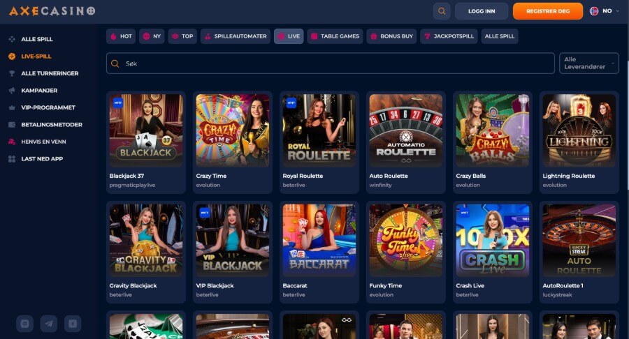 Axe Casino Live Casino