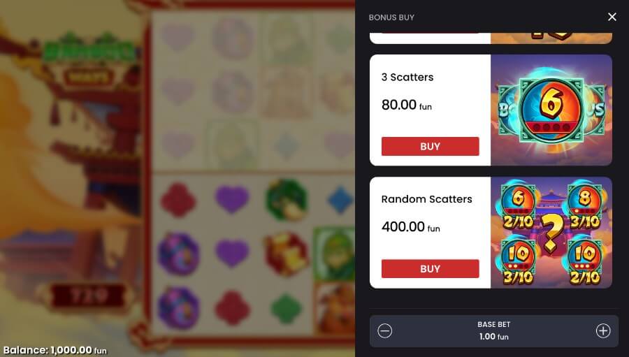 Spilleautomaten Bamboo Ways kommer med en bonus buy-funksjon