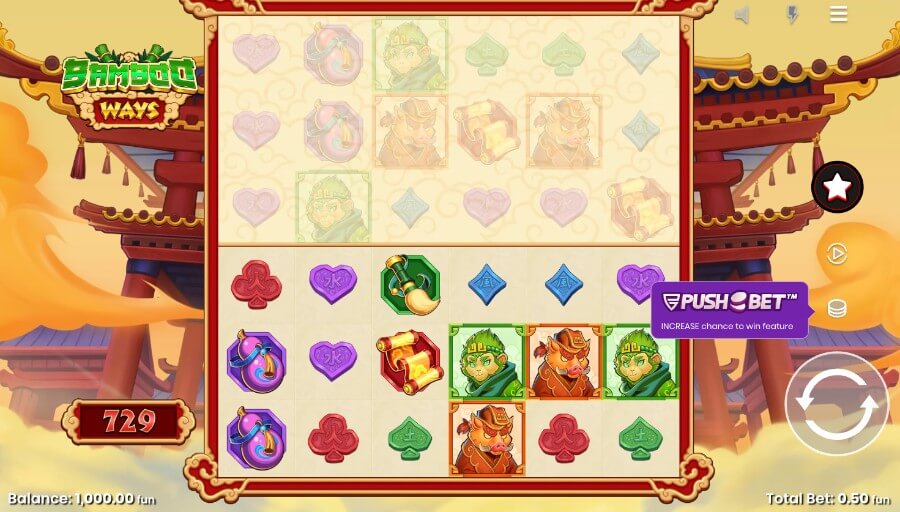 Hovedspillet på spilleautomaten Bamboo Ways