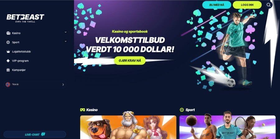 BetBeasts forside med en velkomstbonus