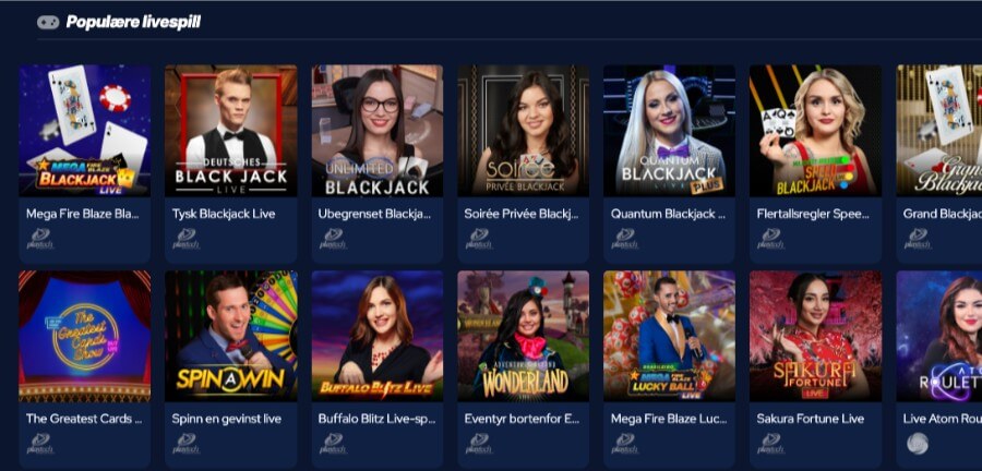 BetBeadt har et live casino med bordspill og game show-spill