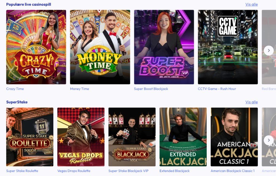 BetFriday har et live casino med klassiske bordspill og live game show-spill
