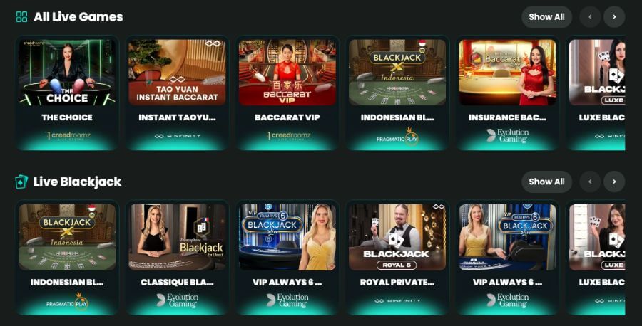 BetGoat har et live casino med klassiske bordspill og live game show-spill