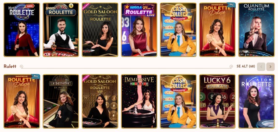BetHall har et live casino med klassiske bordspill og innovative live game show-spill