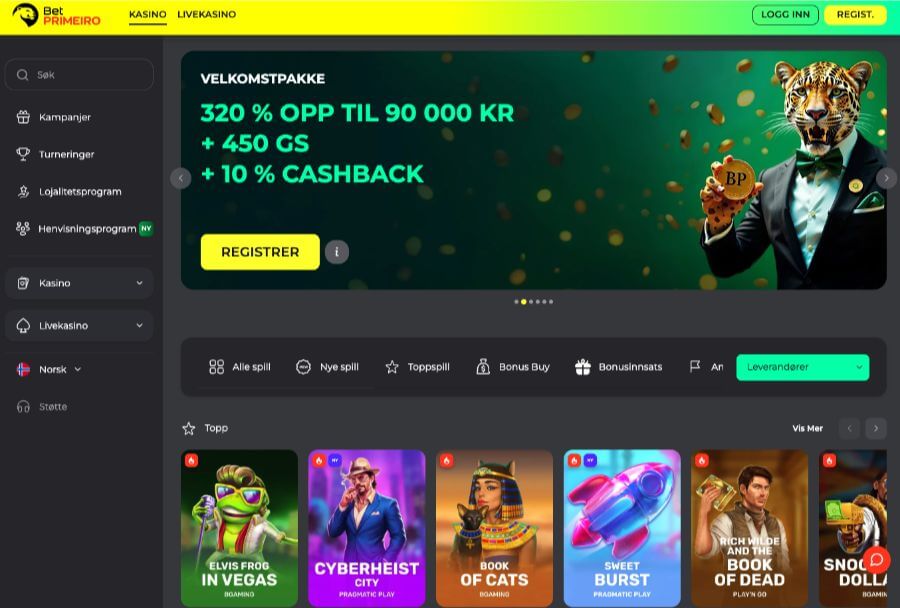 BetPRIMEIRO forside med bonus