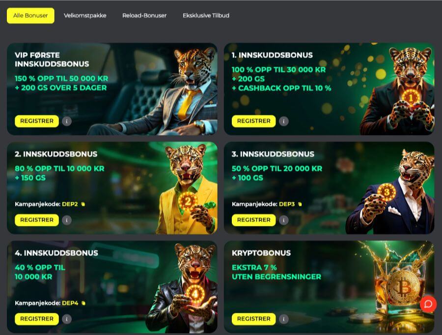 Kampanjesiden til BetPrimeiro inneholder flere tilbud