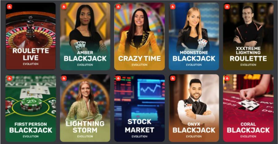 BetPRIMEIRO har et live casino med klassiske bordspill og live game show-spill