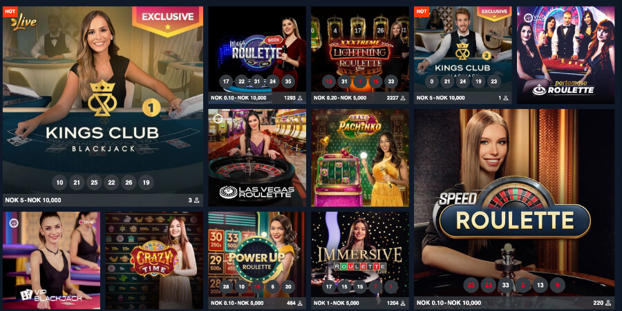 Betglobal har et live casino med klassiske bordspill og game show-spill