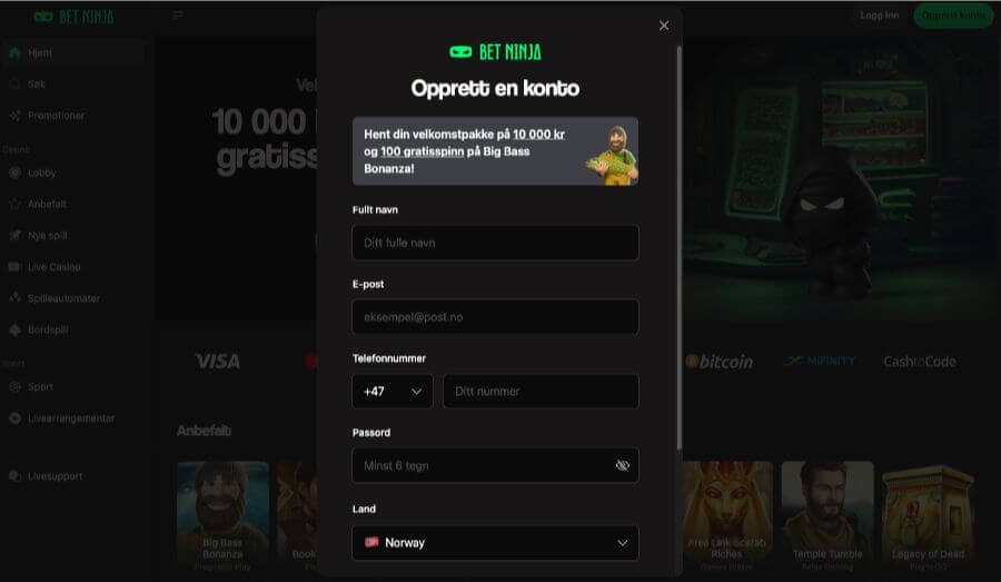 Registrering hos Betninja