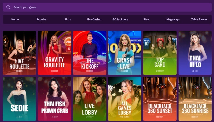 Betti har et live casino med klassiske bordspill og live game show-spill