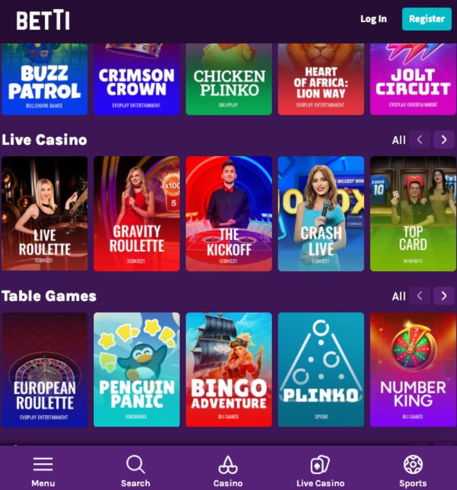 Betti mobilcasino fra nettleseren