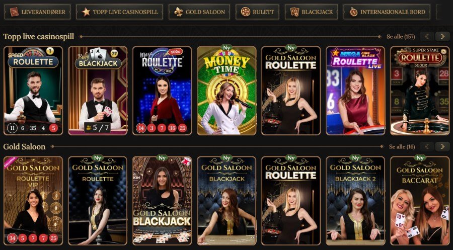 Betwest har et live casino med klassiske bordspill og live game show-spill