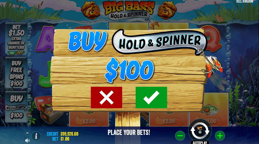 Big Bass Bonanza - Hold & Spinner bonus buy-funksjon