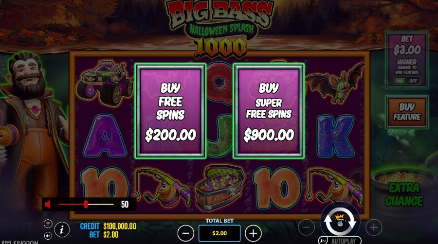 Bonus buy-funksjoner på Big Bass Splash Halloween 1000