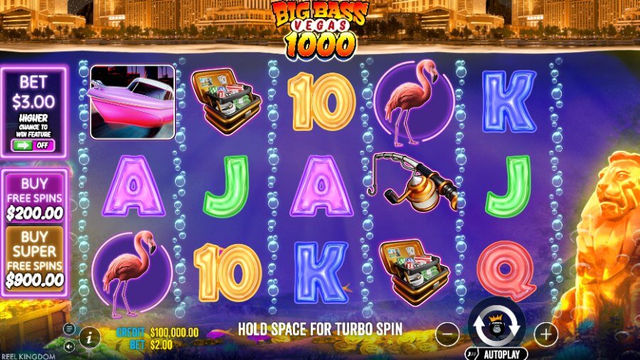 Hovedspillet på Big Bass Vegas 1000