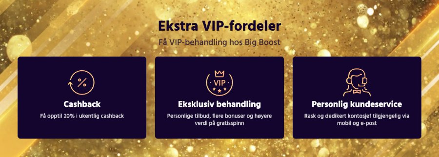 Big Boost har VIP-fordeler med skreddersydde tilbud og ukentlig cashback