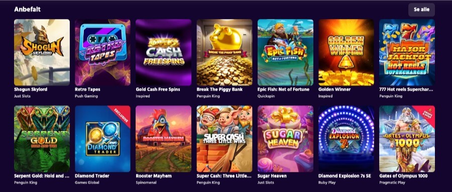 Big Boost har et godt utvalg av spilleautomater og andre casinospill