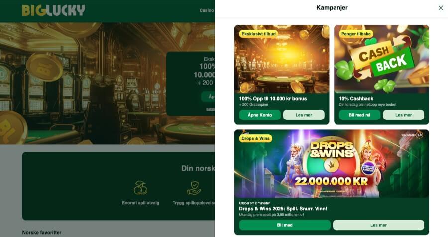 Kampanjesiden til BigLucky