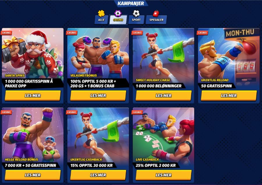 Kampanjesiden til Bigclash har ulike tilbud