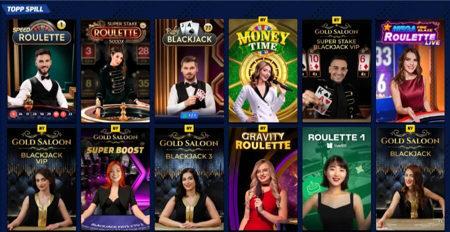 Bigclash har et live casino med klassiske bordspill og live game show-spill