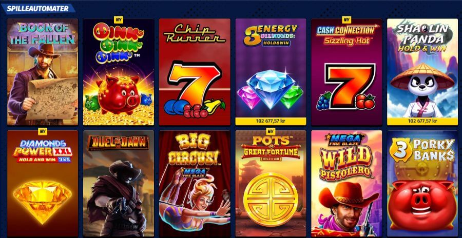 Bigclash har et spennende utvalg av spilleautomater og andre casinospill