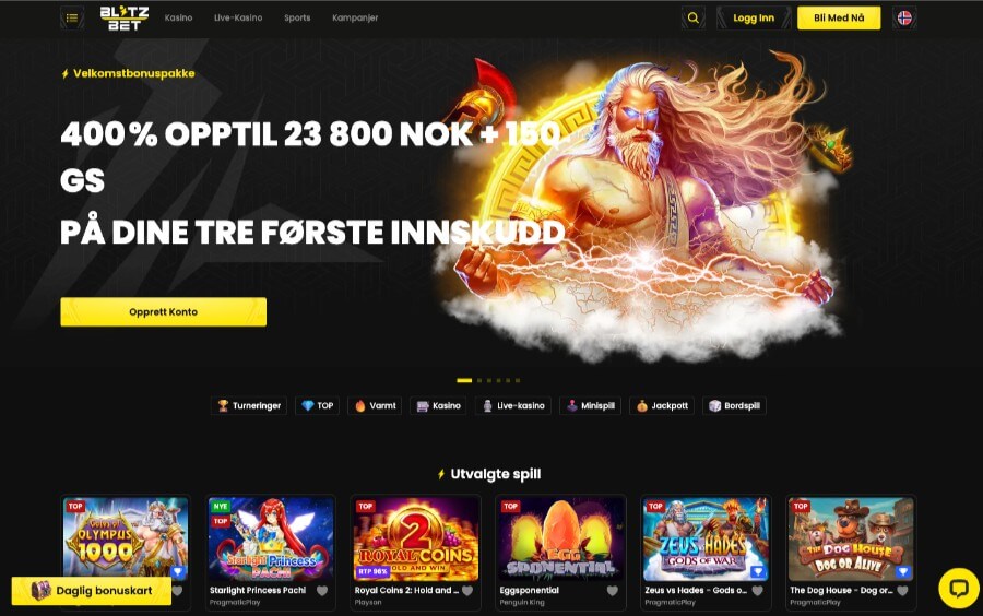 Forsiden til Blitz-bet med en bonus