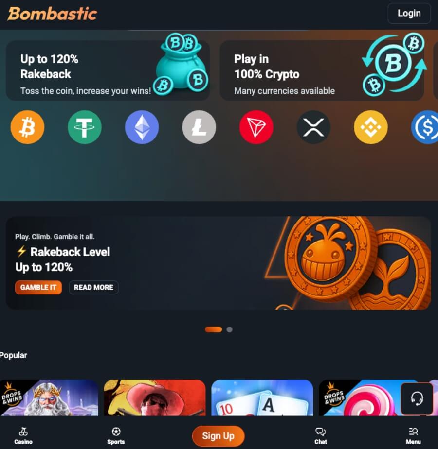 Bombastic har et eget mobilcasino
