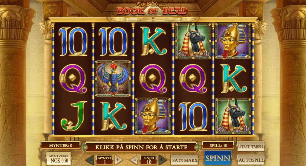 Spilleautomaten Book of Dead av Play'n Go er et populært spill med free spins uten omsetningskrav