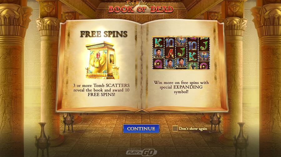 Spilleautomaten Book of Dead fra Play'n GO introbilde