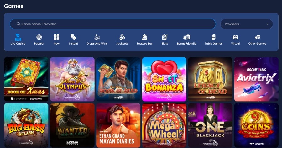 Boomerang.bet har et spennende utvalg av spilleautomater og andre casinospill