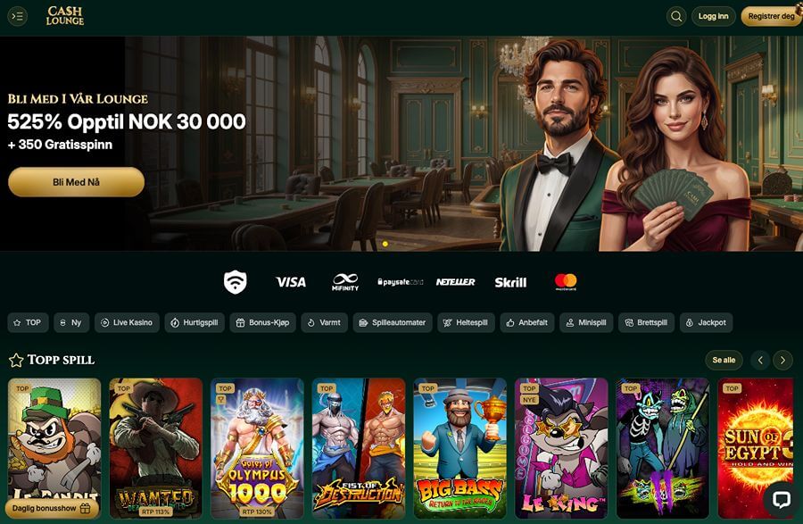 Cashlounge forside med bonus