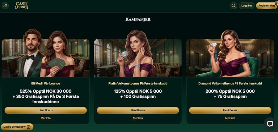 Cashlounge kampanjeside med tilbud