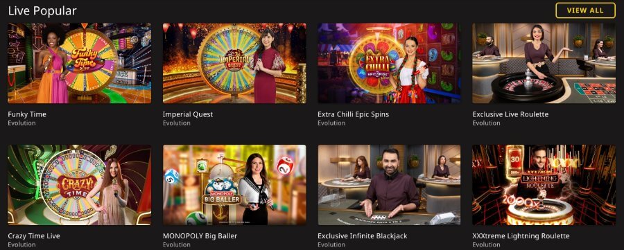 Casibee har et live casino med bordspill og game show