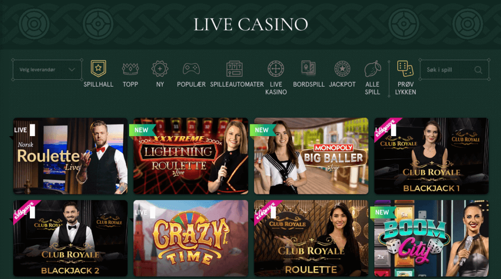 Live casino hos Casinia