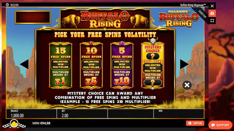 Buffalo Rising Megaways™ free spins-alternativer