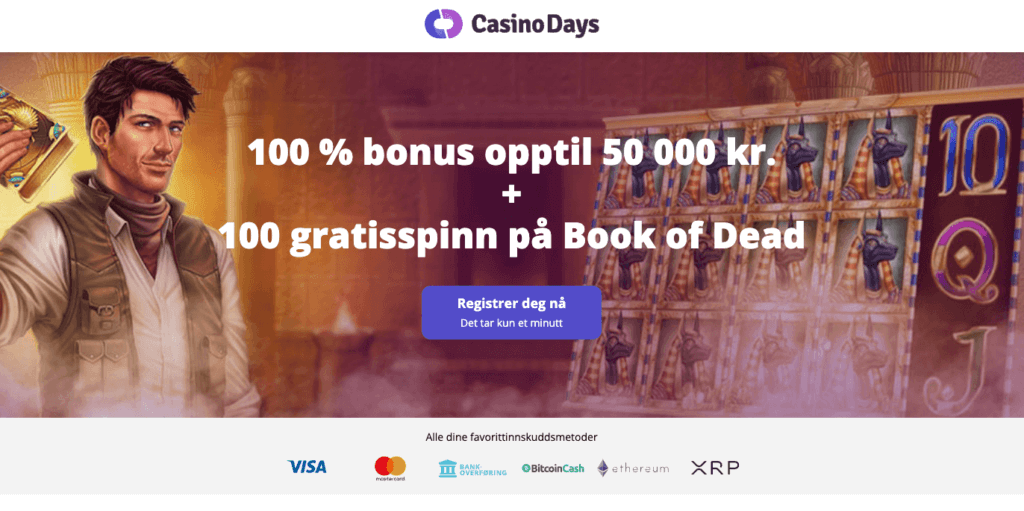 Forsiden til Casino Days med eksklusiv velkomstbonus gjennom NorgeKasino
