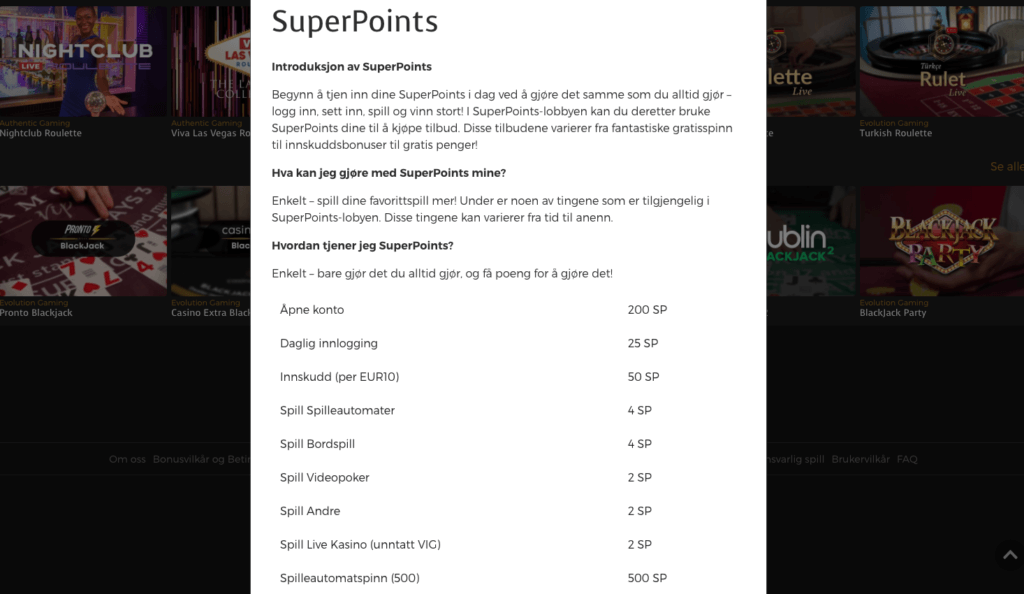 Casino Extra - Ekstra belønninger med SuperPoints