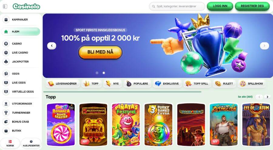 Casinolo forside og velkomstbonus