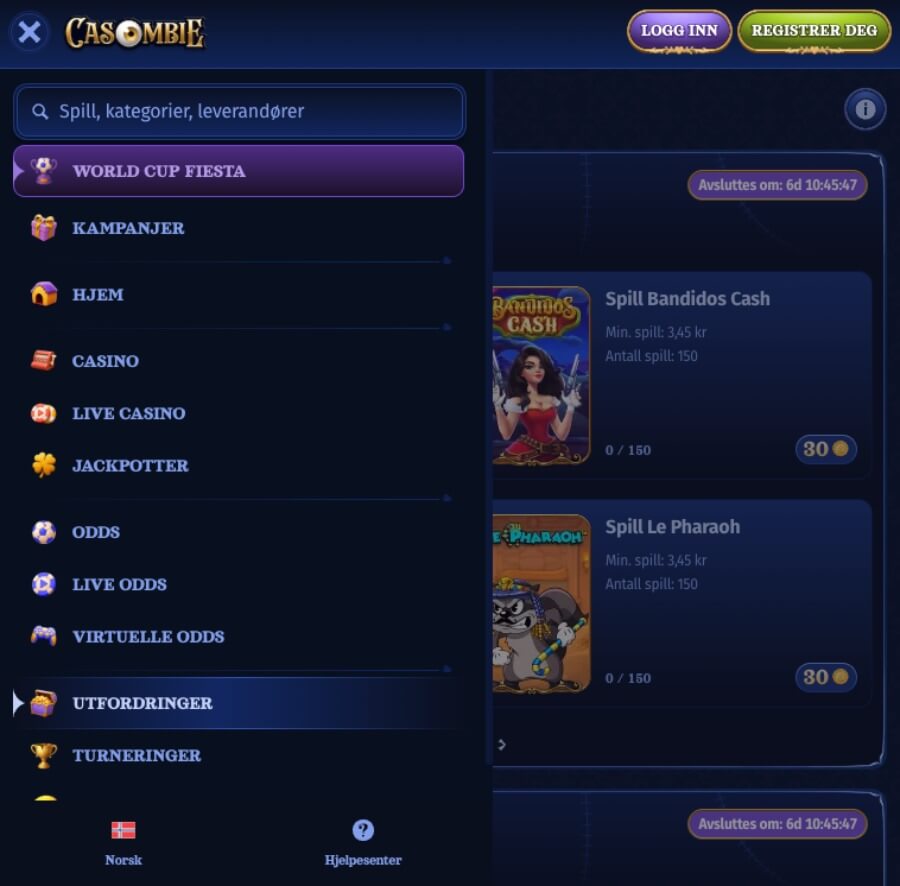Casombie har et mobilcasino via nettleseren