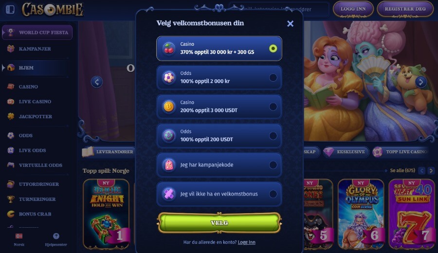 Casombie registreringsprosess